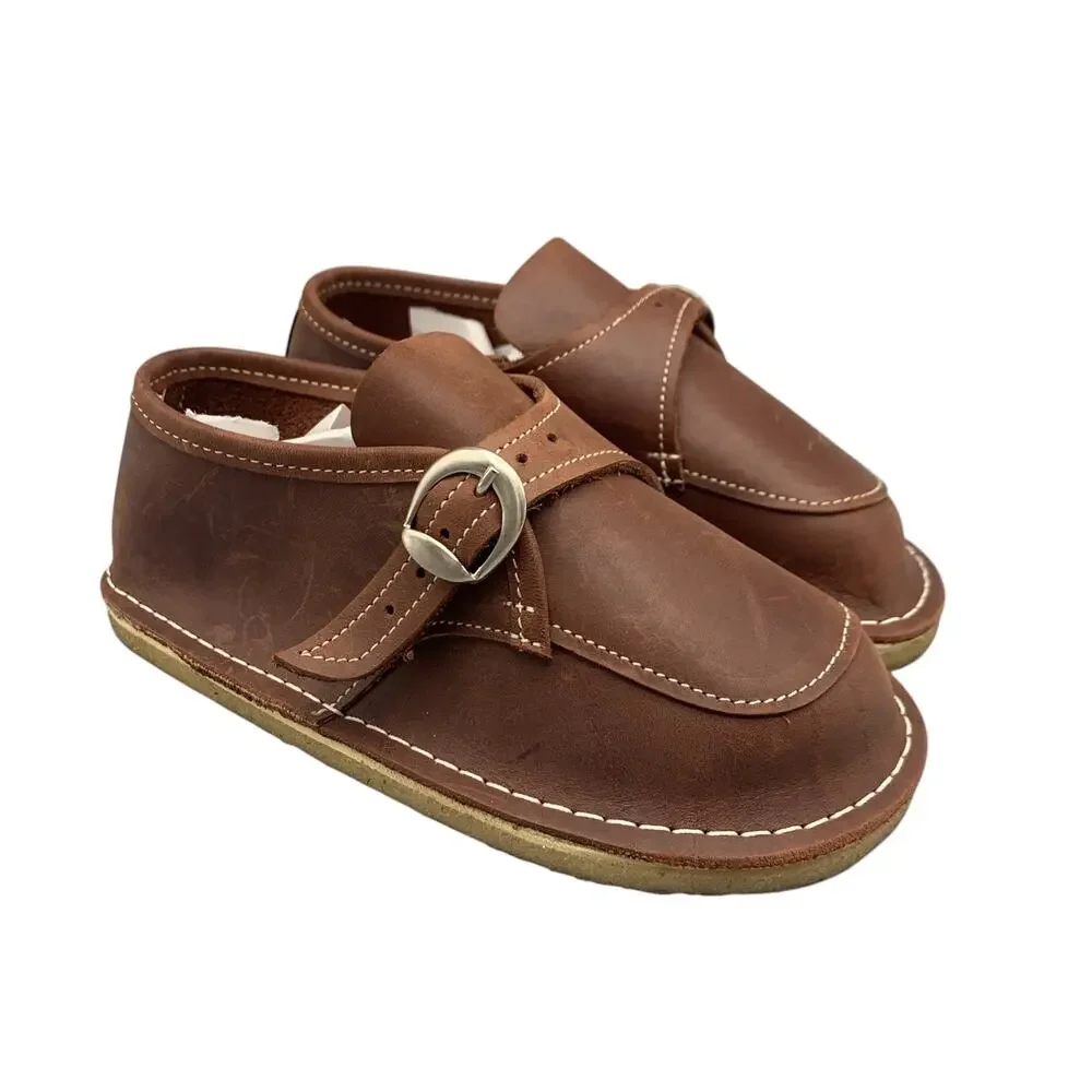 Bear Feet Boys Dress Shoes Size 11 Brown Leather Buckle Handmade USA Loafer